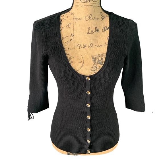 Guess Black Button Down Sweater Size XL - Picture 4 of 10